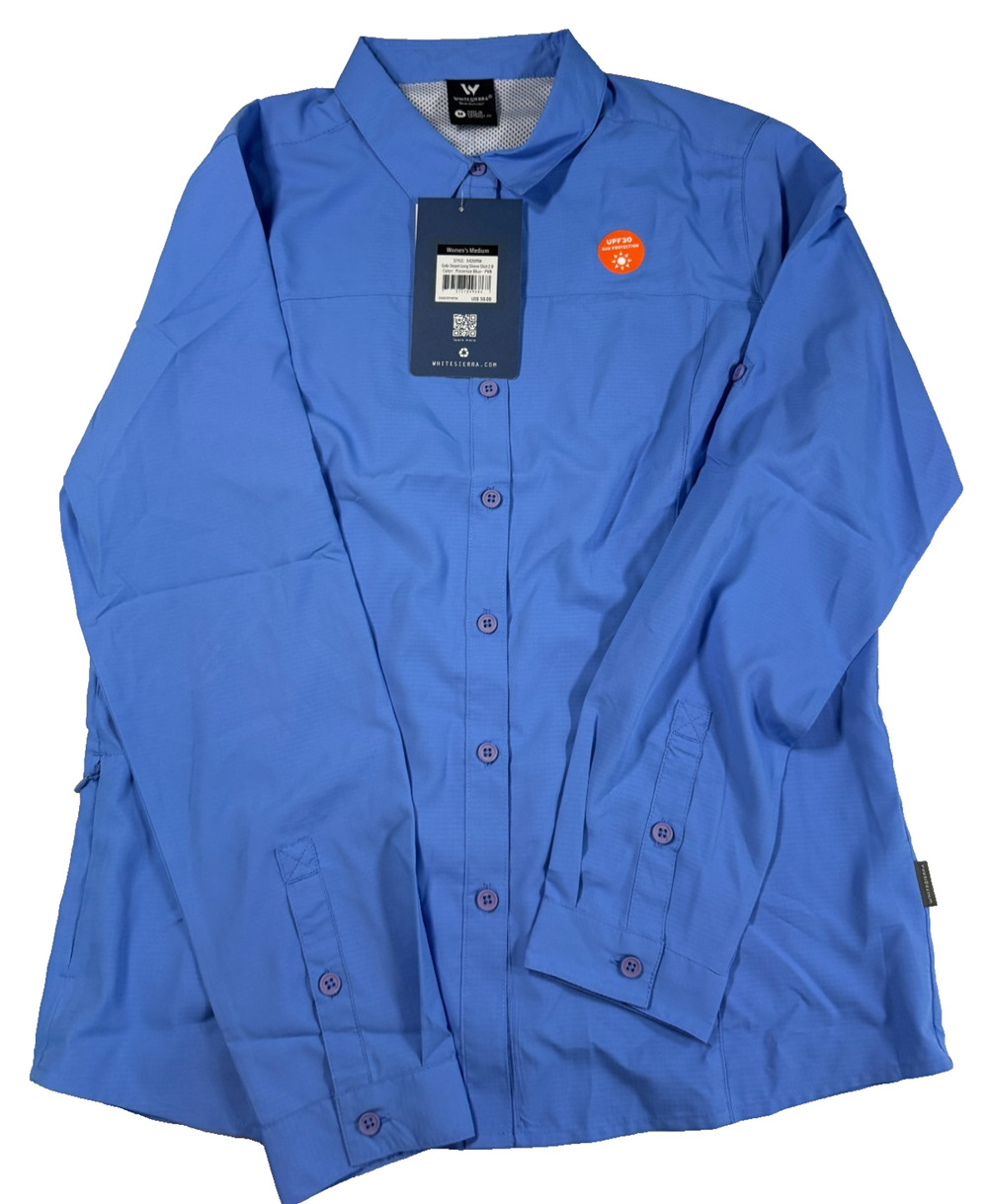 White Sierra Women's Gobi Desert Long Sleeve Shirt Provence Blue Size M NWT
